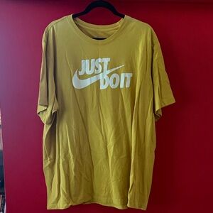 Nike Men's Mustard Yellow 'Just Do It' Short Sleeve Tee